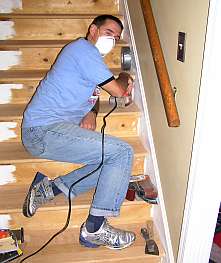 Mike working while the familiy is away.